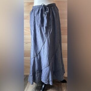 Denver Hayes Size L, Blue maxi skirt bohemian drawstring elastic waistband